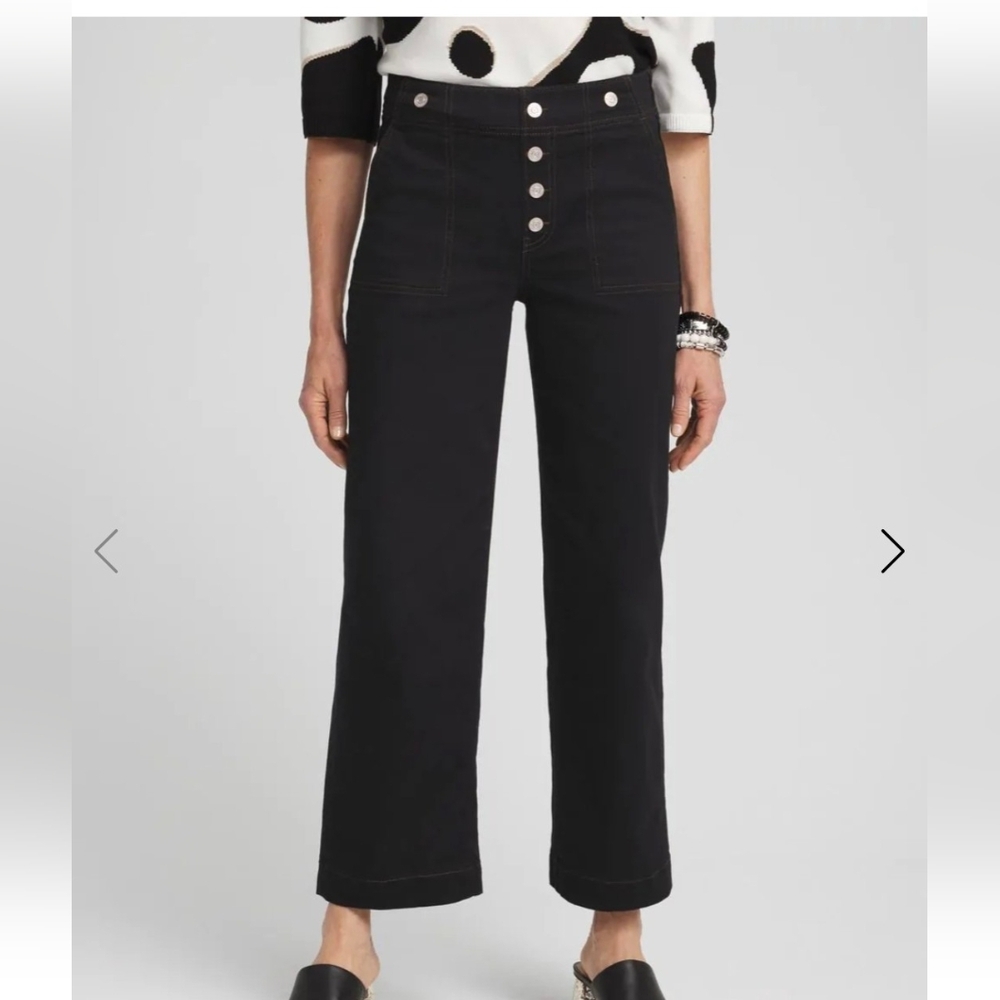 Chico's Black Pull On Wide-Leg Crop